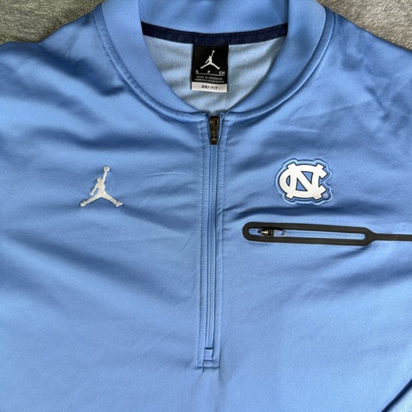 Jordan UNC Tar Heels Dri-FIT Quarter Zip Pullover Blue Mens Small 866565-448 - Picture 3 of 13